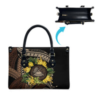 Samoa Moso'oi Flowers Tatau Leather Bag Festive Tapa Brown LT7 - Polynesian Pride