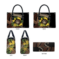 Samoa Moso'oi Flowers Tatau Leather Bag Festive Tapa Brown LT7 - Polynesian Pride