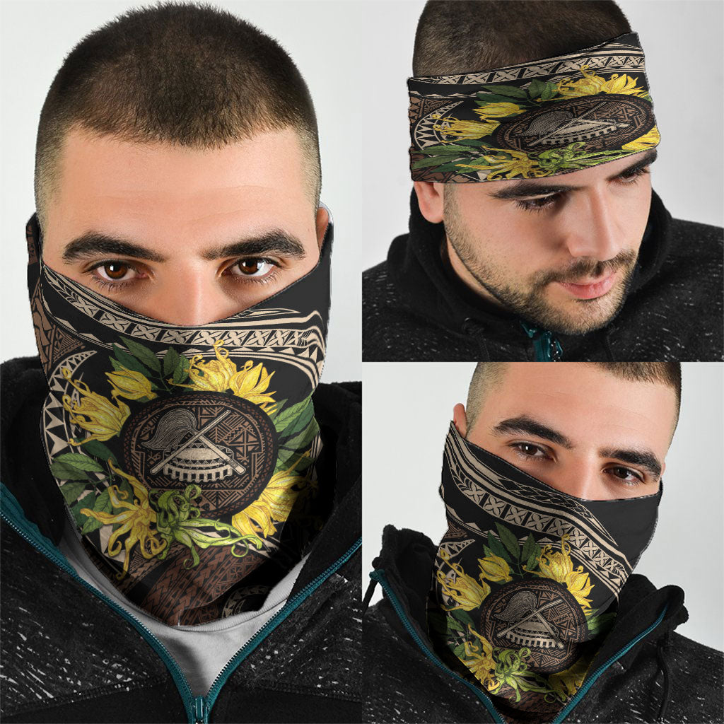 Samoa Moso'oi Flowers Tatau Neck Gaiter Festive Tapa Brown LT7 - Polynesian Pride