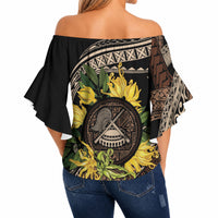 Samoa Moso'oi Flowers Tatau Off Shoulder Wrap Waist Top Festive Tapa Brown LT7 - Polynesian Pride