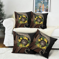 Samoa Moso'oi Flowers Tatau Pillow Cover Festive Tapa Brown LT7 - Polynesian Pride