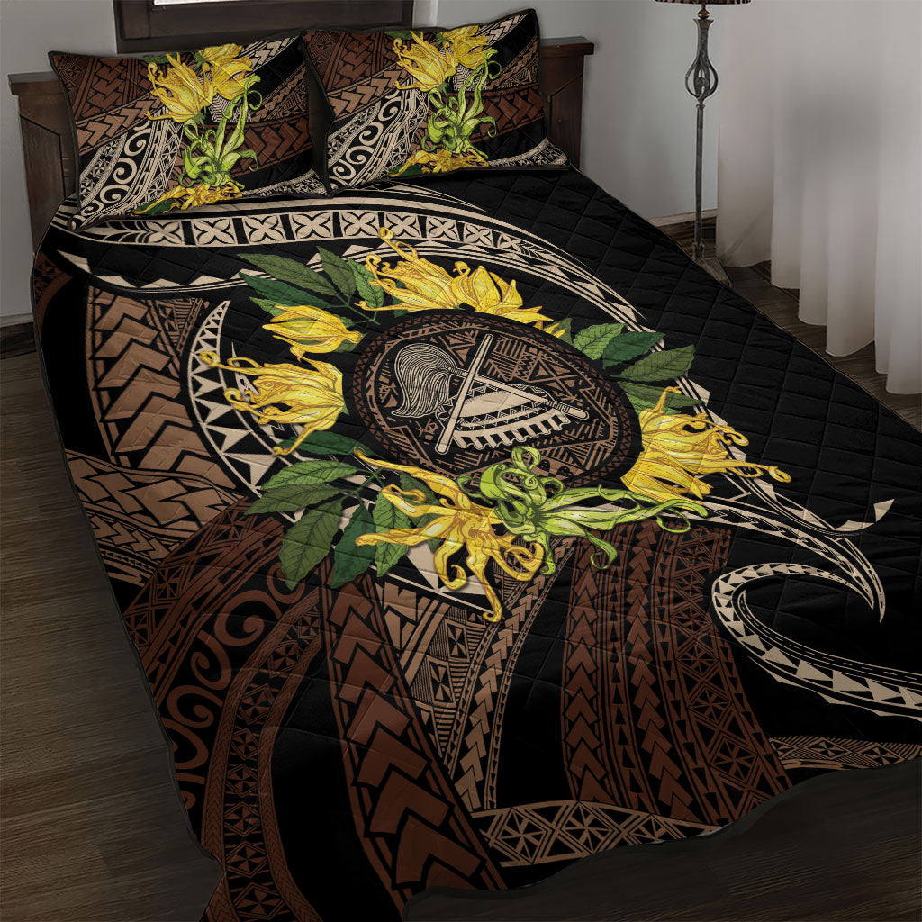 Samoa Moso'oi Flowers Tatau Quilt Bed Set Festive Tapa Brown LT7 Brown - Polynesian Pride