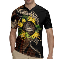 Samoa Moso'oi Flowers Tatau Rugby Jersey Festive Tapa Brown LT7 - Polynesian Pride