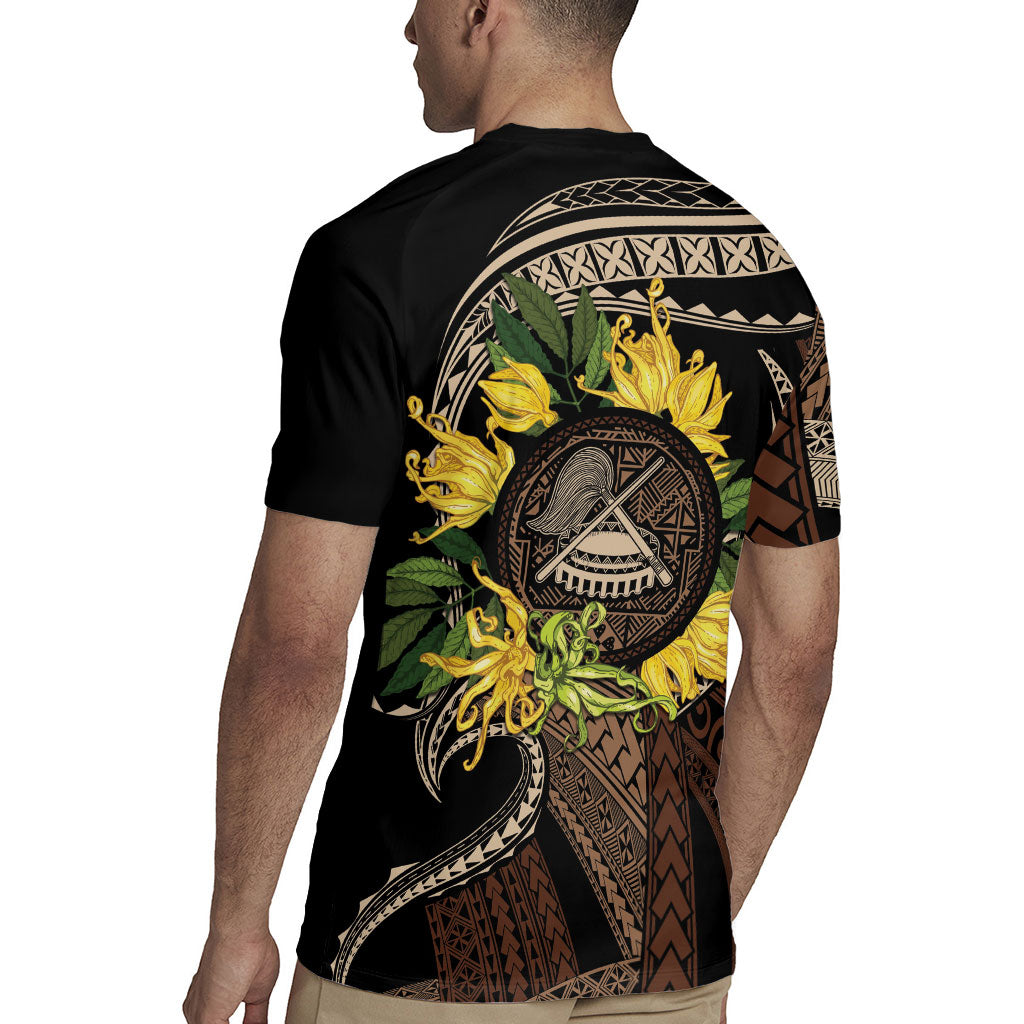 Samoa Moso'oi Flowers Tatau Rugby Jersey Festive Tapa Brown LT7 - Polynesian Pride
