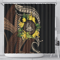 Samoa Moso'oi Flowers Tatau Shower Curtain Festive Tapa Brown LT7 - Polynesian Pride