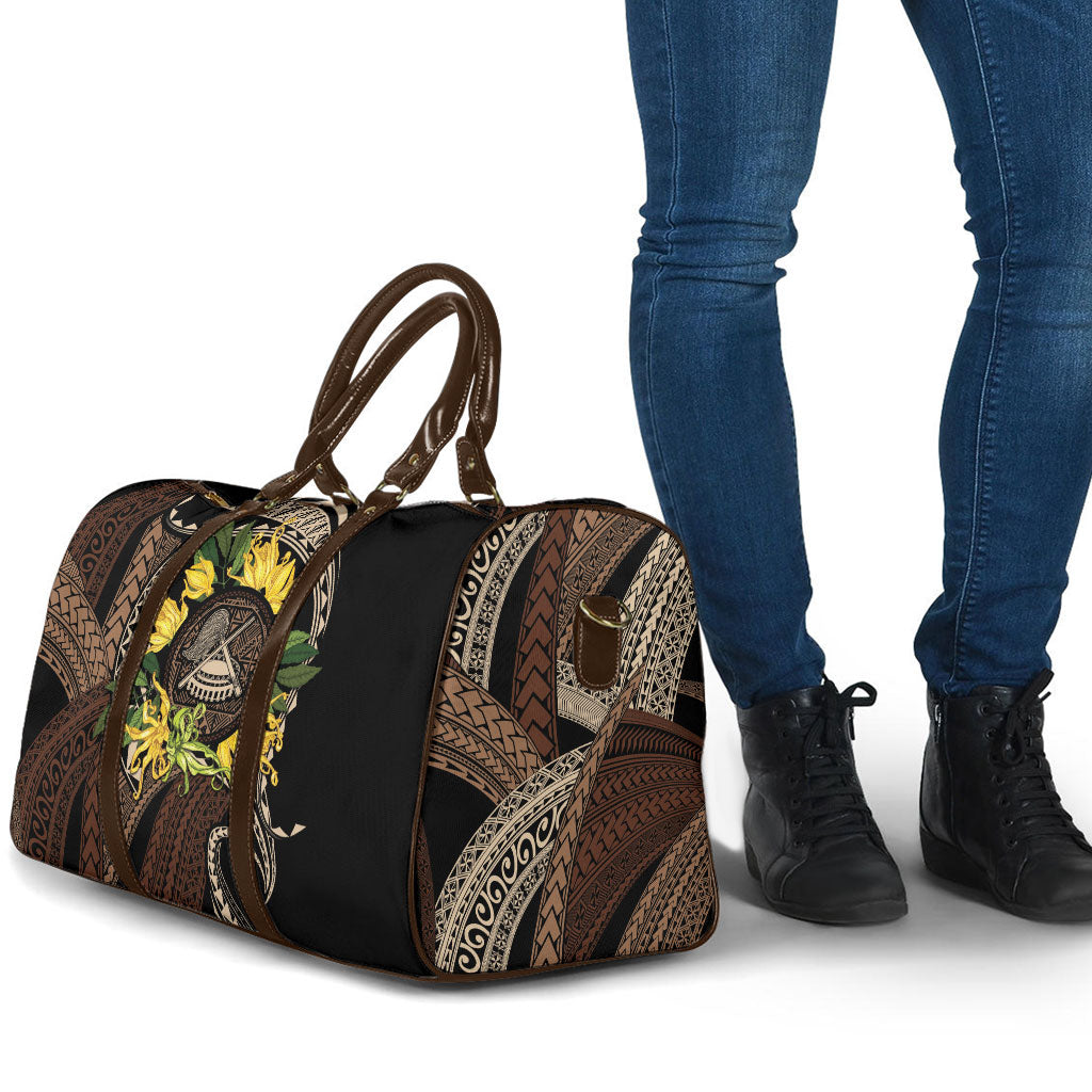 Samoa Moso'oi Flowers Tatau Travel Bag Festive Tapa Brown LT7 - Polynesian Pride