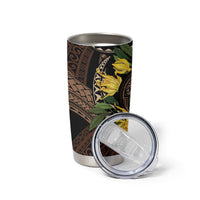 Samoa Moso'oi Flowers Tatau Tumbler Cup Festive Tapa Brown LT7 - Polynesian Pride