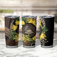 Samoa Moso'oi Flowers Tatau Tumbler Cup Festive Tapa Brown LT7 - Polynesian Pride