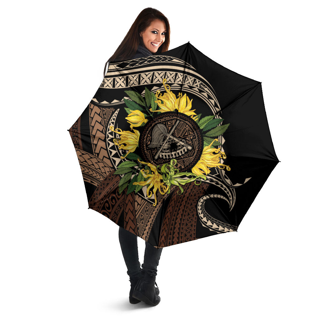 Samoa Moso'oi Flowers Tatau Umbrella Festive Tapa Brown LT7 - Polynesian Pride