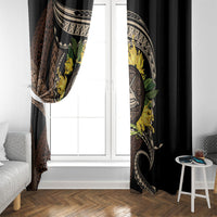 Samoa Moso'oi Flowers Tatau Window Curtain Festive Tapa Brown LT7 - Polynesian Pride