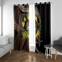 Samoa Moso'oi Flowers Tatau Window Curtain Festive Tapa Brown LT7 With Grommets Brown - Polynesian Pride