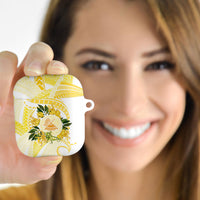 Samoa Moso'oi Flowers Tatau AirPods Case Festive Golden White LT7 - Polynesian Pride