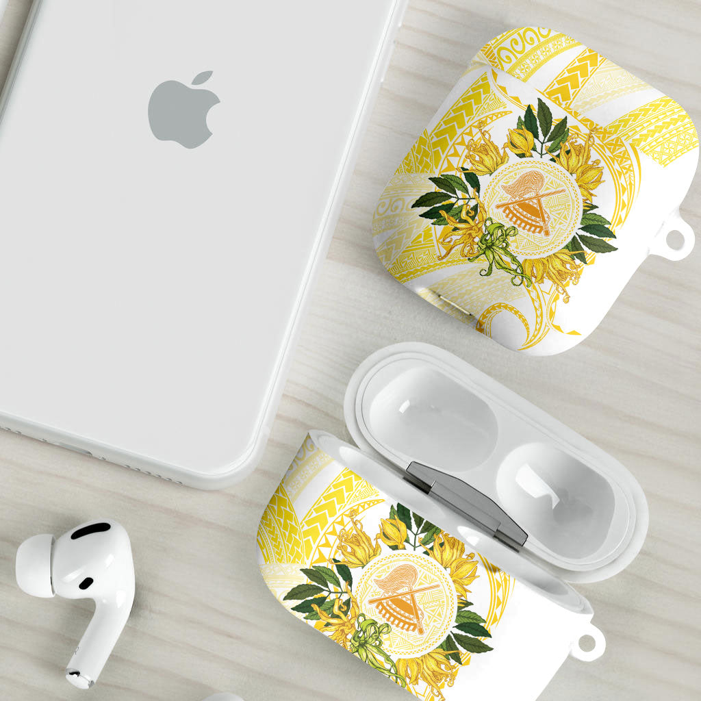 Samoa Moso'oi Flowers Tatau AirPods Case Festive Golden White LT7 - Polynesian Pride