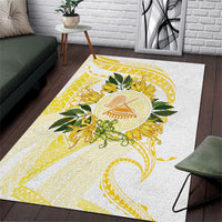 Samoa Moso'oi Flowers Tatau Area Rug Festive Golden White LT7 Gold - Polynesian Pride