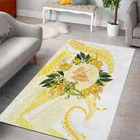 Samoa Moso'oi Flowers Tatau Area Rug Festive Golden White LT7 - Polynesian Pride