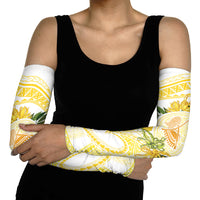 Samoa Moso'oi Flowers Tatau Arm Sleeves Festive Golden White LT7 - Polynesian Pride