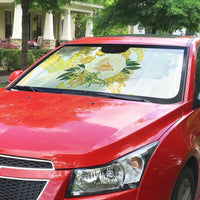 Samoa Moso'oi Flowers Tatau Auto Sun Shade Festive Golden White LT7 - Polynesian Pride