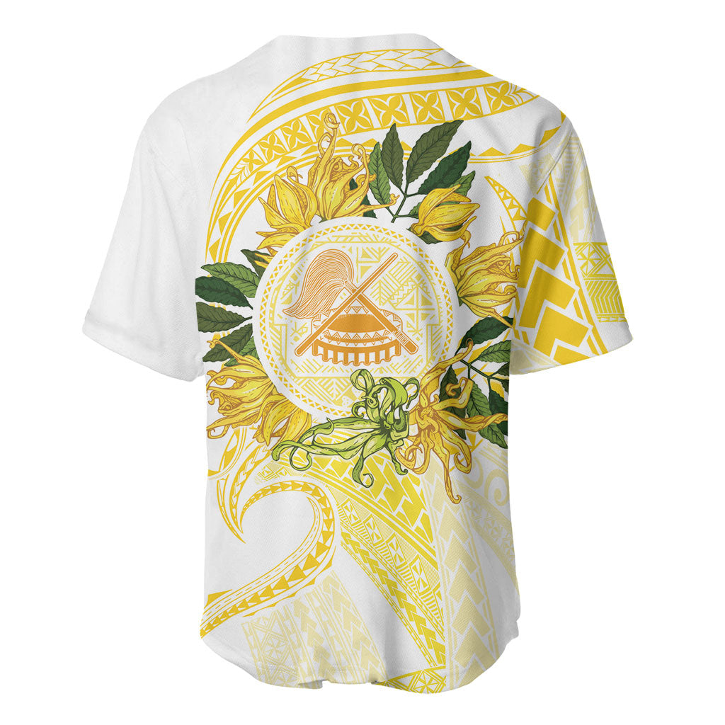Samoa Moso'oi Flowers Tatau Baseball Jersey Festive Golden White LT7 - Polynesian Pride