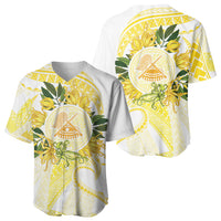 Samoa Moso'oi Flowers Tatau Baseball Jersey Festive Golden White LT7 - Polynesian Pride