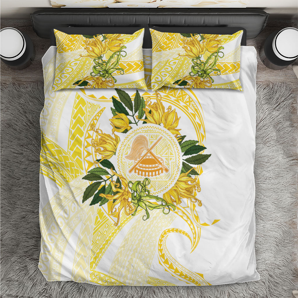 Samoa Moso'oi Flowers Tatau Bedding Set Festive Golden White LT7 Gold - Polynesian Pride