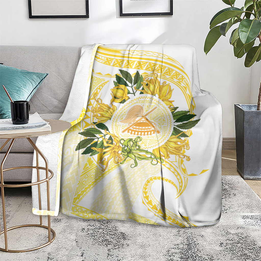 Samoa Moso'oi Flowers Tatau Blanket Festive Golden White LT7 - Polynesian Pride