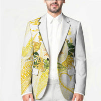 Samoa Moso'oi Flowers Tatau Blazer Festive Golden White LT7 - Polynesian Pride