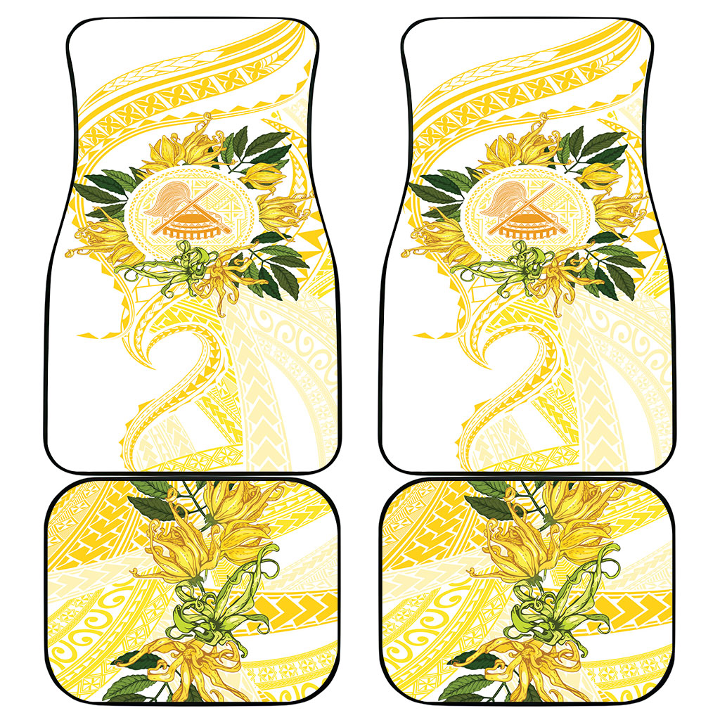 Samoa Moso'oi Flowers Tatau Car Mats Festive Golden White LT7 - Polynesian Pride
