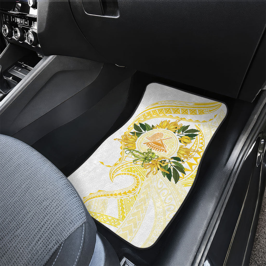 Samoa Moso'oi Flowers Tatau Car Mats Festive Golden White LT7 - Polynesian Pride