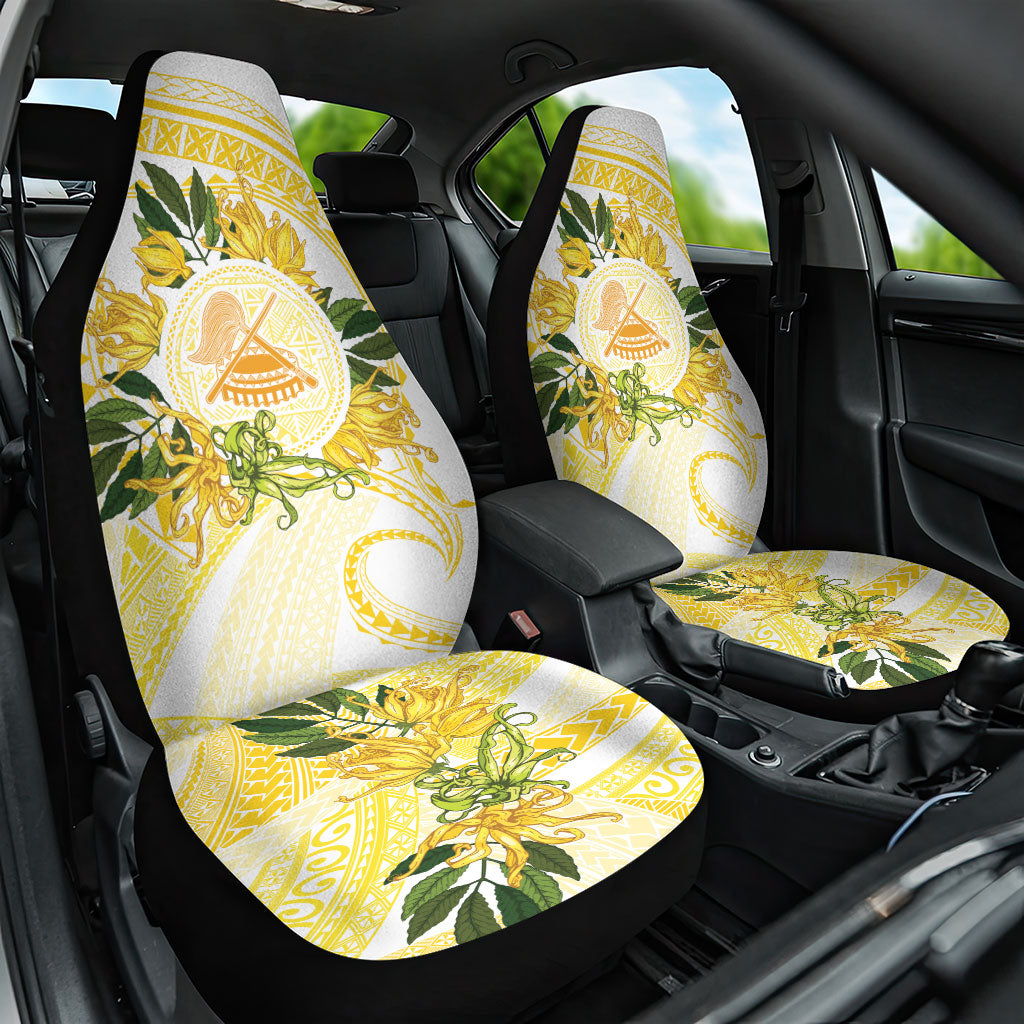 Samoa Moso'oi Flowers Tatau Car Seat Cover Festive Golden White LT7 One Size Gold - Polynesian Pride