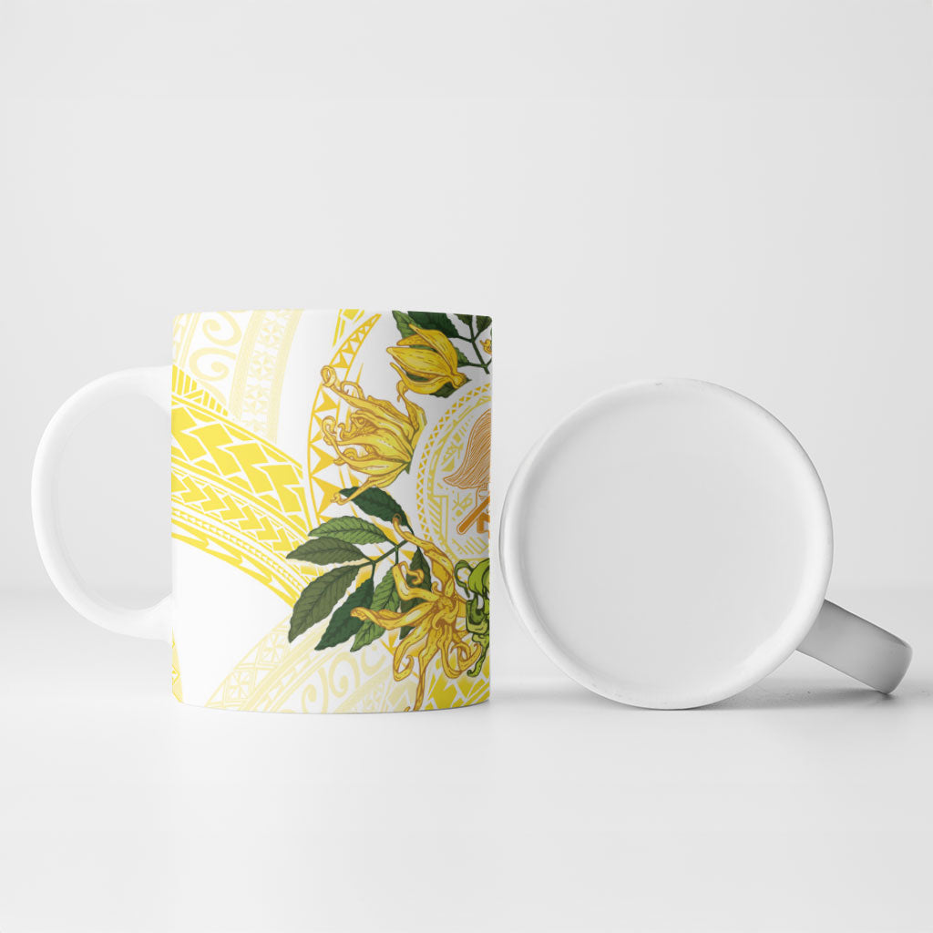 Samoa Moso'oi Flowers Tatau Ceramic Mug Festive Golden White LT7 - Polynesian Pride