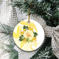 Samoa Moso'oi Flowers Tatau Ceramic Ornament Festive Golden White LT7 - Polynesian Pride