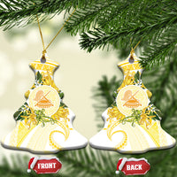 Samoa Moso'oi Flowers Tatau Ceramic Ornament Festive Golden White LT7 Christmas Tree Gold - Polynesian Pride