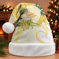 Samoa Moso'oi Flowers Tatau Christmas Santa Hat Festive Golden White LT7 Without Fur Gold - Polynesian Pride