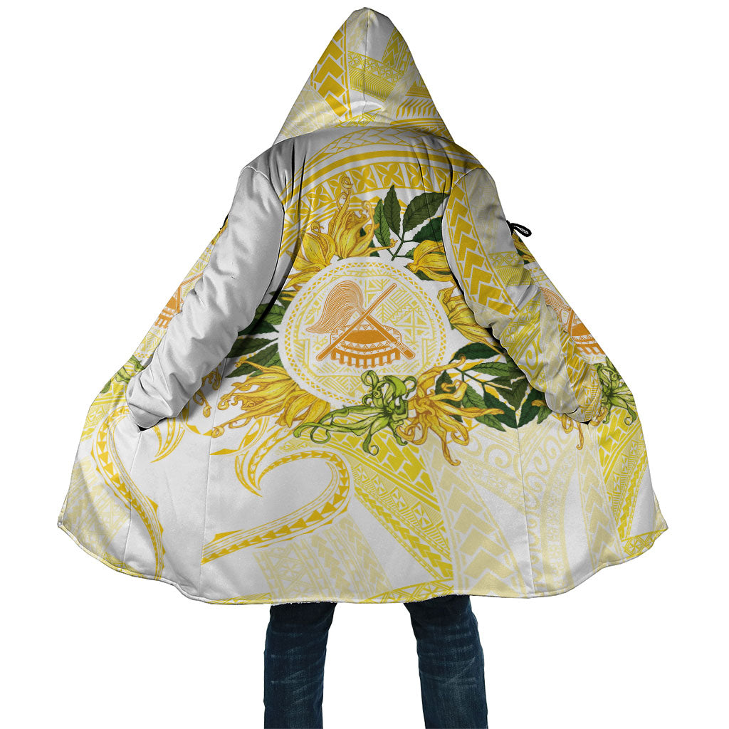 Samoa Moso'oi Flowers Tatau Cloak Festive Golden White LT7 Unisex Gold - Polynesian Pride
