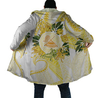 Samoa Moso'oi Flowers Tatau Cloak Festive Golden White LT7 - Polynesian Pride