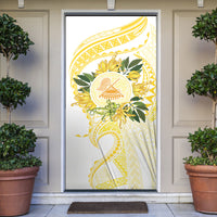 Samoa Moso'oi Flowers Tatau Door Cover Festive Golden White LT7 Gold - Polynesian Pride