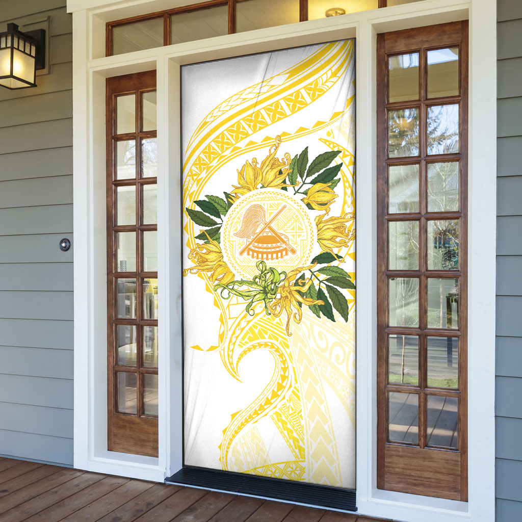 Samoa Moso'oi Flowers Tatau Door Cover Festive Golden White LT7 - Polynesian Pride