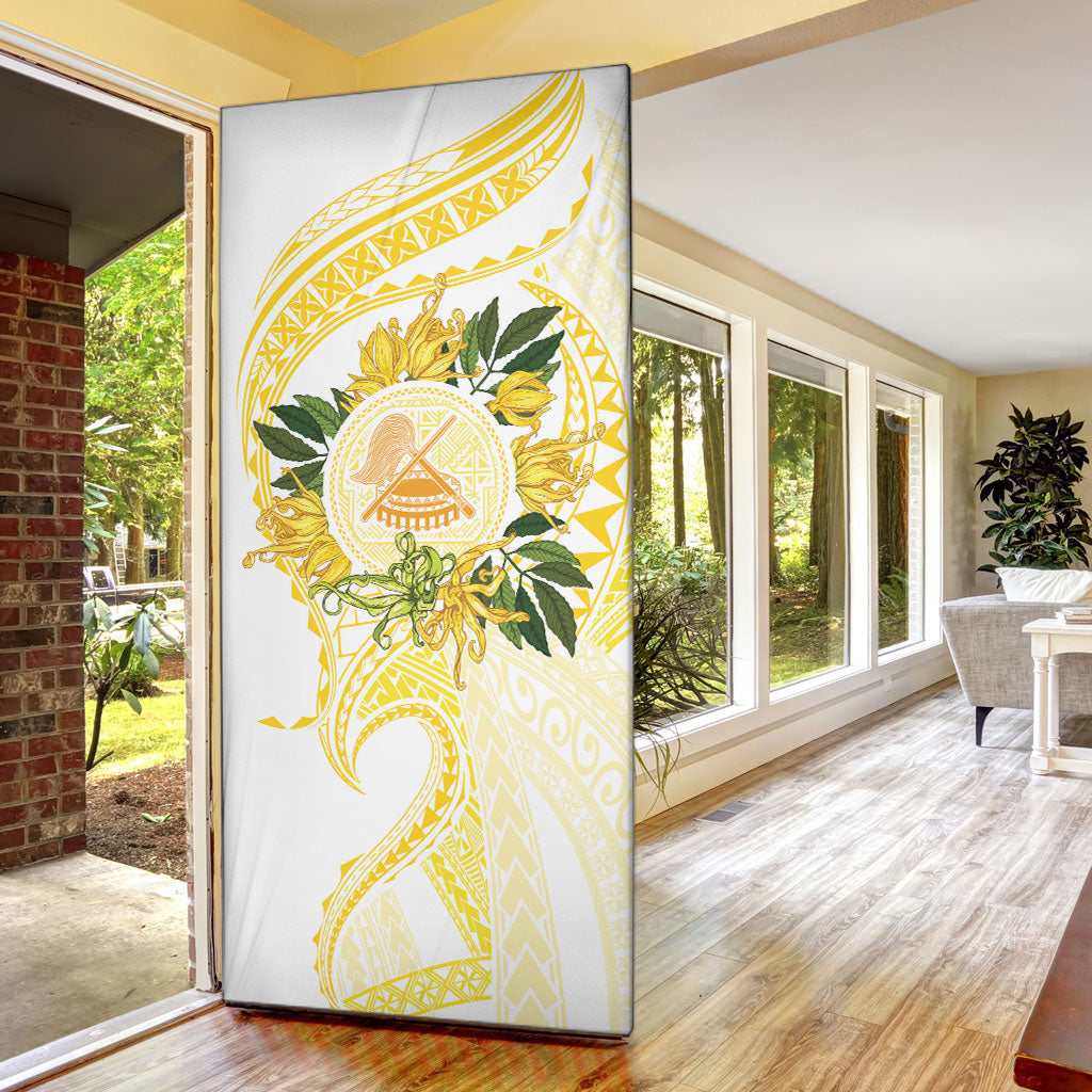 Samoa Moso'oi Flowers Tatau Door Cover Festive Golden White LT7 - Polynesian Pride