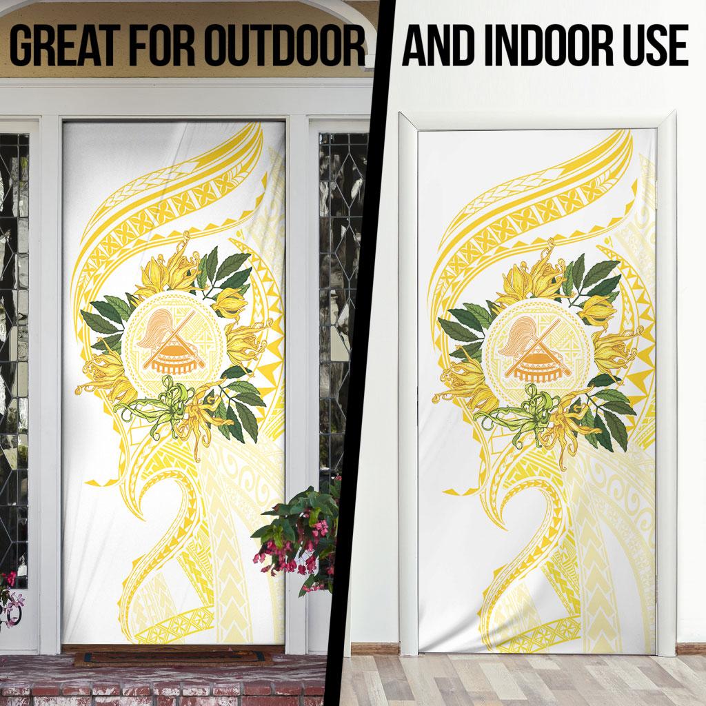 Samoa Moso'oi Flowers Tatau Door Cover Festive Golden White LT7 - Polynesian Pride