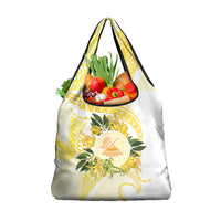 Samoa Moso'oi Flowers Tatau Grocery Bag Festive Golden White LT7 1-pack One Size Gold - Polynesian Pride