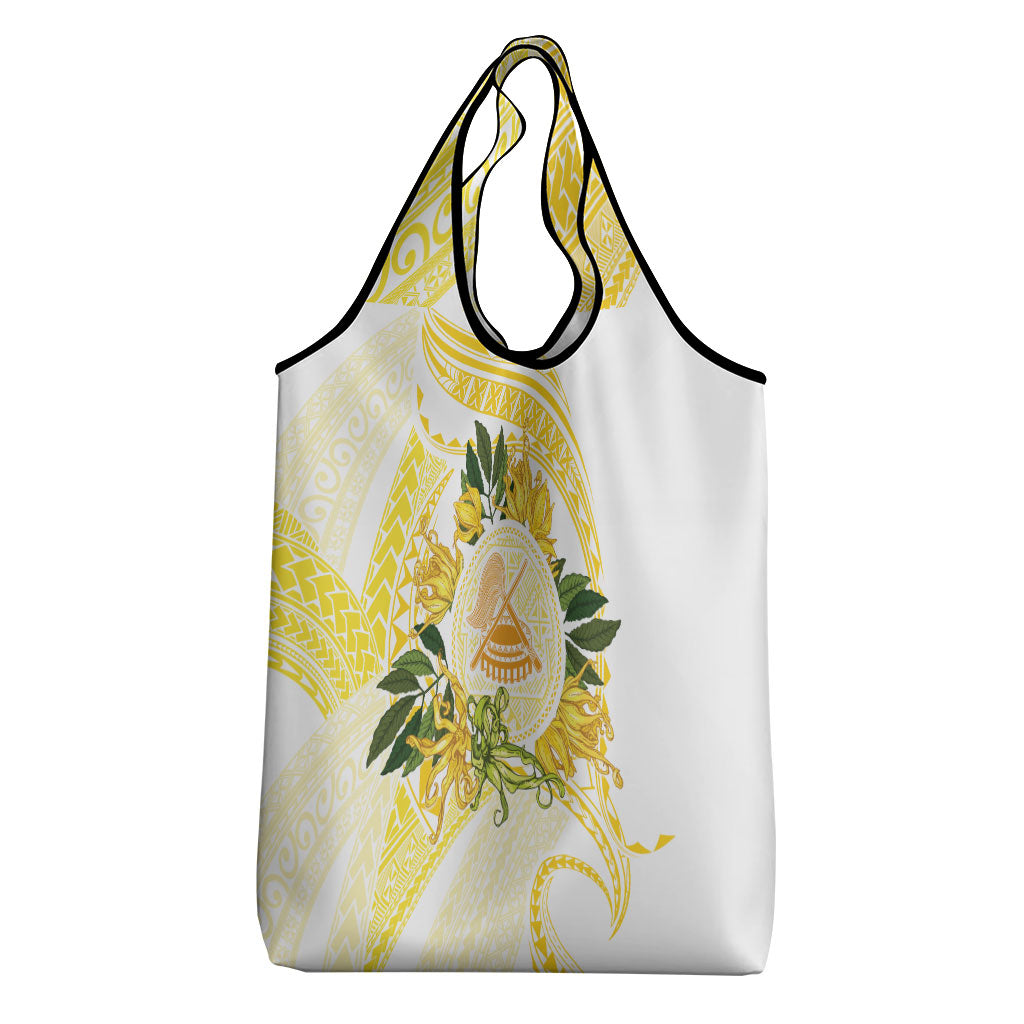 Samoa Moso'oi Flowers Tatau Grocery Bag Festive Golden White LT7 - Polynesian Pride
