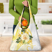 Samoa Moso'oi Flowers Tatau Grocery Bag Festive Golden White LT7 - Polynesian Pride