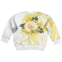 Samoa Moso'oi Flowers Tatau Kid Ugly Christmas Sweater Festive Golden White LT7 - Polynesian Pride