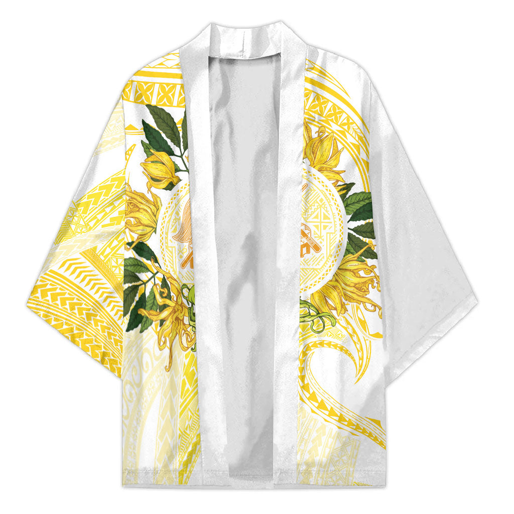 Samoa Moso'oi Flowers Tatau Kimono Festive Golden White LT7 Unisex Gold - Polynesian Pride