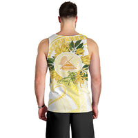 Samoa Moso'oi Flowers Tatau Men Tank Top Festive Golden White LT7 - Polynesian Pride