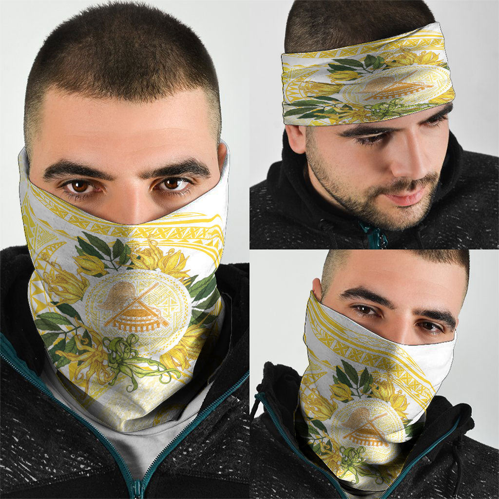 Samoa Moso'oi Flowers Tatau Neck Gaiter Festive Golden White LT7 - Polynesian Pride