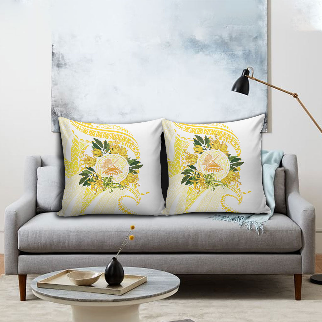 Samoa Moso'oi Flowers Tatau Pillow Cover Festive Golden White LT7 - Polynesian Pride