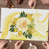 Samoa Moso'oi Flowers Tatau Puzzle Festive Golden White LT7 - Polynesian Pride