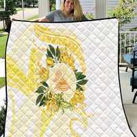 Samoa Moso'oi Flowers Tatau Quilt Festive Golden White LT7 Gold - Polynesian Pride