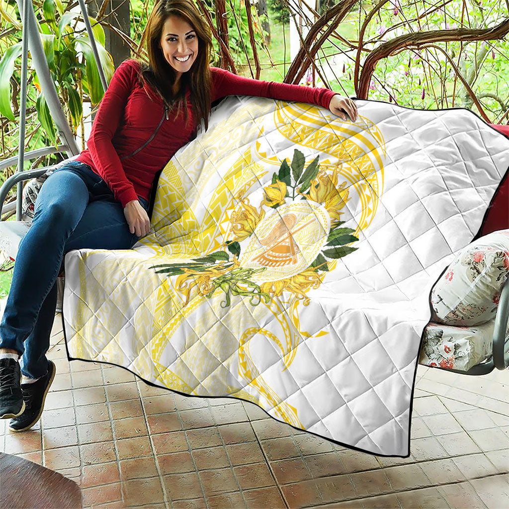 Samoa Moso'oi Flowers Tatau Quilt Festive Golden White LT7 - Polynesian Pride